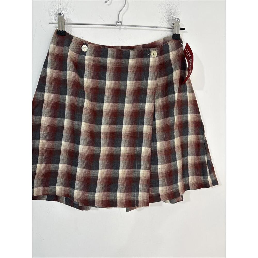 Vintage Y2K Espirit Cotton Plaid Wrap Skirt‎ NWT SMALL